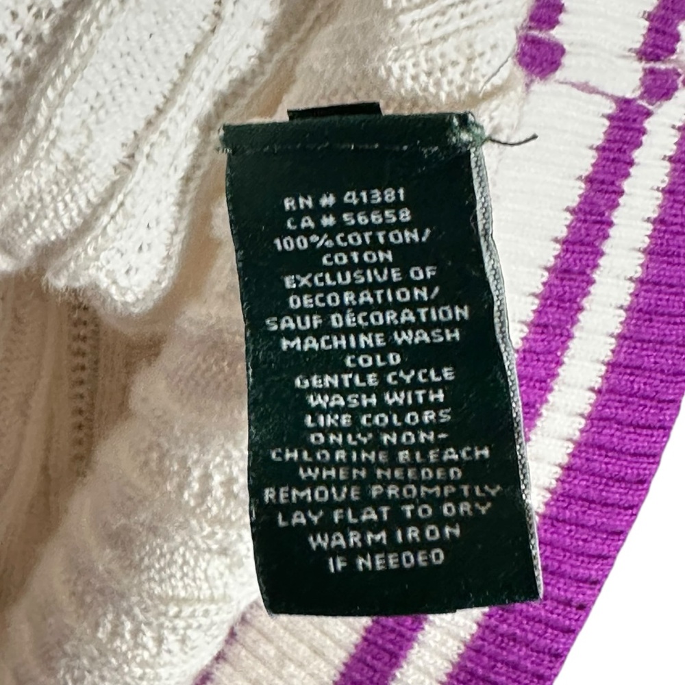 RALPH LAUREN Vintage Embroidered logo Cable Knit Short Sleeve Cricket Sweater - Picture 5 of 7